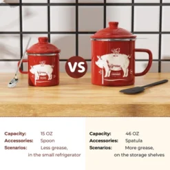 Itopfox Mini Bacon Grease Container With Strainer - Enamel Grease Saver, Farmhouse Bacon Grease Keeper For Kitchen Fat Storage, Dishwasher Safe -Cookware Store GUEST 017b852e 6390 4141 ad3c e028d9f493ed