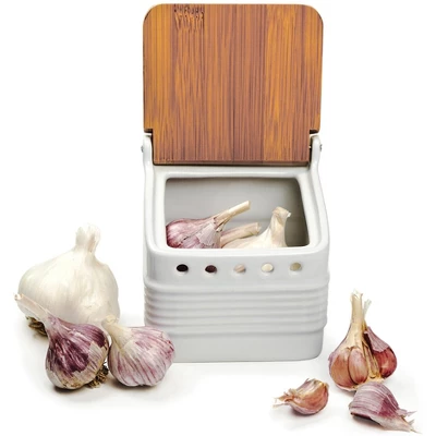 Rsvp Stoneware Garlic Keeper - White 4 Rsvp Stoneware Garlic Keeper - White - Image 2