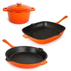 BergHOFF Neo 4Pc Cast Iron Cookware Set, Square Grill Pan 11", Fry Pan 10" & 3qt. Covered Dutch Oven -Cookware Store GUEST 01e48fab ec71 4592 9cb9 c781b0de483b
