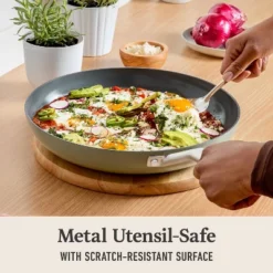 Calphalon 12" Ceramic Fry Pan With Lid Silver Ash: Nonstick, Anodized Aluminum, Oven & Dishwasher Safe, 10-Year Warranty -Cookware Store GUEST 02609d1b 6f28 4af5 bd82 fc2fff21f2c4