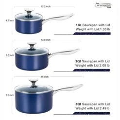 MICHELANGELO Sauce Pan Sets With Lids, 1+2 Quart -Cookware Store GUEST 02709712 ae19 4758 8404 eb4f7ba6ee50