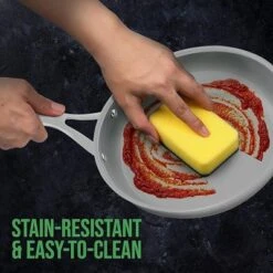 NutriChef 9.5'' Large Fry Pan - Frypan Interior Coated With Durable Ceramic Non-Stick Coating, Stainless Steel -Cookware Store GUEST 03845dc5 721d 4132 aed8 6f437d50e4bb