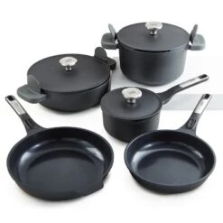 BergHOFF Phantom Nonstick Ceramic Cookware Set With Lids, Recycled Cast Aluminum