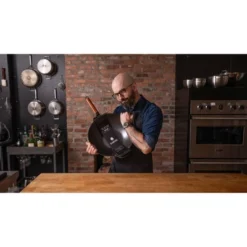 Gibson Home Babish 14" Carbon Steel Flat Bottom Wok: Induction Safe, 4.2 Qt Capacity, Black, 8 Lbs -Cookware Store GUEST 04570809 3bb8 49ca bb32 26bbcc5664a8