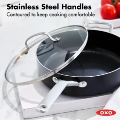 OXO Agility Series 5qt Ceramic Nonstick Aluminum Saute Pan With Lid And Helper Handle Black: Dishwasher-Safe, Induction Compatible 11 OXO Agility Series 5qt Ceramic Nonstick Aluminum Saute Pan With Lid And Helper Handle Black: Dishwasher-Safe, Induction Compatible -Cookware Store GUEST 045a2102 4170 4532 824b 118edc81f81b