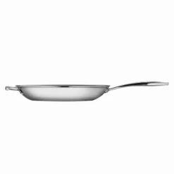 Tramontina Gourmet Tri-Ply Clad 12" Fry Pan With Helper Handle Silver: Stainless Steel, Dishwasher & Oven Safe, Induction Ready