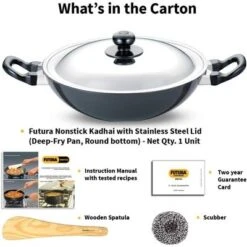 Hawkins Futura 2.5L Kadhai Fry Pan With Steel Lid: Anodized Aluminum, Gas Compatible, Hand Wash, 2-Piece Set 14 Hawkins Futura 2.5L Kadhai Fry Pan With Steel Lid: Anodized Aluminum, Gas Compatible, Hand Wash, 2-Piece Set -Cookware Store GUEST 06101344 8d8c 4db4 8817 437d7ab124fe