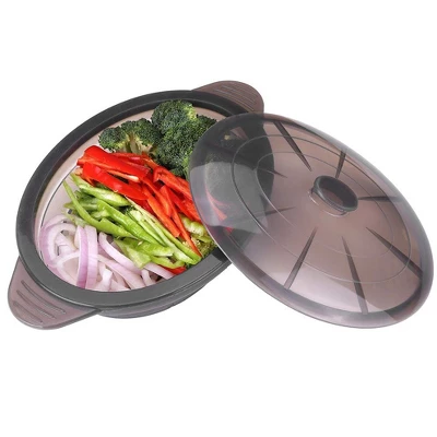 Itopfox Microwave Steamer Cooker Collapsible Bowl With Handle Lid For Vegetables Fish Meal Prep Food Silicone Steamer Cookware Dishwasher Safe, Black 8 Itopfox Microwave Steamer Cooker Collapsible Bowl With Handle Lid For Vegetables Fish Meal Prep Food Silicone Steamer Cookware Dishwasher Safe, Black - Image 6