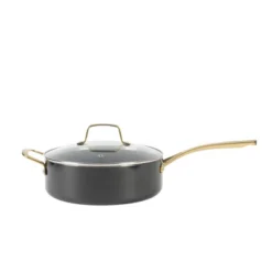 Martha Stewart Lockton 14pc Nonstick Heavy Gauge Aluminum Cookware Set Black Gold Handles: Smooth Surface & Gas Compatible