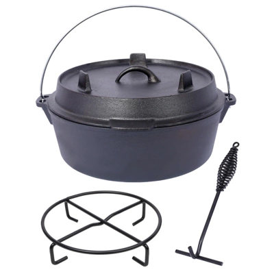 DSVIMOY Outdoor Dutch Ovens. 12 Quart Grill Cookware With Skillet Lid And Pot Rack For Camping Fireplace Cooking, Black, 15.3"*17"*7.8" 7 DSVIMOY Outdoor Dutch Ovens. 12 Quart Grill Cookware With Skillet Lid And Pot Rack For Camping Fireplace Cooking, Black, 15.3"*17"*7.8" - Image 5