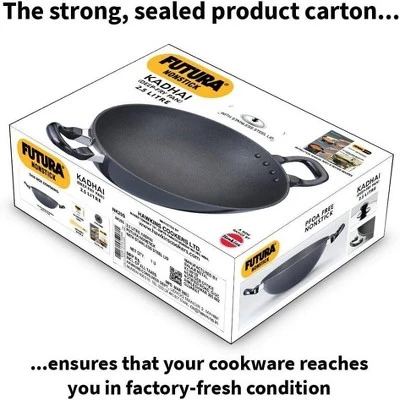 Hawkins Futura 2.5L Kadhai Fry Pan With Steel Lid: Anodized Aluminum, Gas Compatible, Hand Wash, 2-Piece Set 7 Hawkins Futura 2.5L Kadhai Fry Pan With Steel Lid: Anodized Aluminum, Gas Compatible, Hand Wash, 2-Piece Set - Image 5