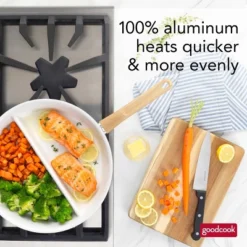 GoodCook 12" Healthy Ceramic Divided Fry Pan: Stainless Steel, Hand Wash, Electric & Gas Compatible, Blue -Cookware Store GUEST 0c5f1c2d aa82 4064 bf2e 7f655196e9af