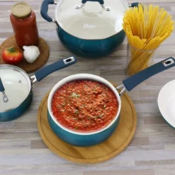 Oster® Oster Corbett 8 Piece Nonstick Aluminum Cookware Set In Blue -Cookware Store GUEST 0c9b9a73 62f7 4a24 98e5 3124e5d3771a