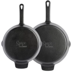 Spice By Tia Mowry Savory Saffron Pre-seasoned 2 Piece 10in And 12in Cast Iron Skillet Set