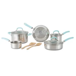 Rachael Ray Create Delicious 10pc Stainless Steel Cookware Set Light Blue Handles: Induction Safe, Dishwasher Safe 17 Rachael Ray Create Delicious 10pc Stainless Steel Cookware Set Light Blue Handles: Induction Safe, Dishwasher Safe -Cookware Store GUEST 0eb4b01d 3070 49d1 8031 100b77ce6214
