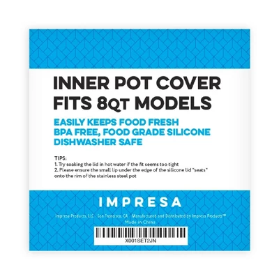Impresa 8 Qt Insta Pot Silicone Lid / Cover (BPA-free) - Compatible With IP-DUO80 7-in-1 Programmable Electric Pressure Cooker 9 Impresa 8 Qt Insta Pot Silicone Lid / Cover (BPA-free) - Compatible With IP-DUO80 7-in-1 Programmable Electric Pressure Cooker - Image 7