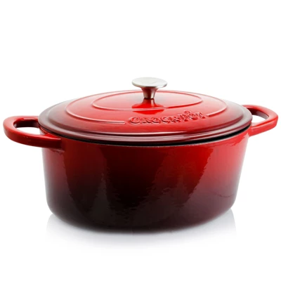 Crock-Pot Crock Pot Artisan 7 Quart Oval Enameled Cast Iron Dutch Oven In Scarlet Red 9 Crock-Pot Crock Pot Artisan 7 Quart Oval Enameled Cast Iron Dutch Oven In Scarlet Red - Image 7