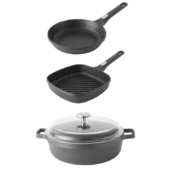 BergHOFF Gem 4Pc Non-stick Cast Aluminum Cookware Set, Fry Pan, Grill Pan & Saute Pan -Cookware Store GUEST 10626250 97bf 4aa2 aa88 659658185751