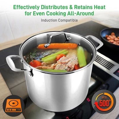 NutriChef Stainless Steel Cookware Stockpot - 8 Quart Heavy Duty Induction Pot With Lid, Polished Stainless Steel (NCSP8) 5 NutriChef Stainless Steel Cookware Stockpot - 8 Quart Heavy Duty Induction Pot With Lid, Polished Stainless Steel (NCSP8) - Image 3