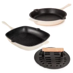 BergHOFF Neo 3Pc Cast Iron Cookware Set, Fry Pan 10", Square Grill Pan 11" & Slotted Steak Press -Cookware Store GUEST 151fe460 f877 4b9a b3a4 0073f9b265ab