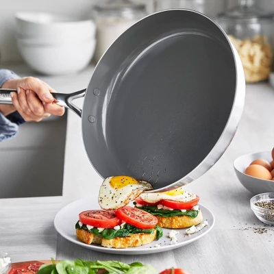 GreenPan GP5 Stainless Steel 5-PLY Healthy Ceramic Nonstick 2pc FryPan Set 10" & 12" PFAS-Free 6 GreenPan GP5 Stainless Steel 5-PLY Healthy Ceramic Nonstick 2pc FryPan Set 10" & 12" PFAS-Free - Image 4