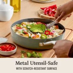 Calphalon 3qt Ceramic Saute With Lid Silver Ash: Nonstick, Anodized Aluminum, Dishwasher & Oven Safe, 10.25" Diameter -Cookware Store GUEST 15aa777e 4b27 4e1e 98e0 698385e177ae