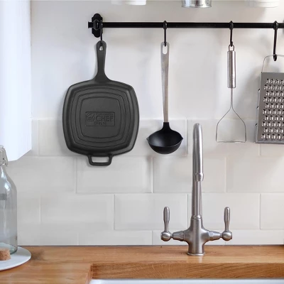 COMMERCIAL CHEF Pre-Seasoned Cast Iron Square Grill Pan 10.5" For Searing, Black 4 COMMERCIAL CHEF Pre-Seasoned Cast Iron Square Grill Pan 10.5" For Searing, Black - Image 2