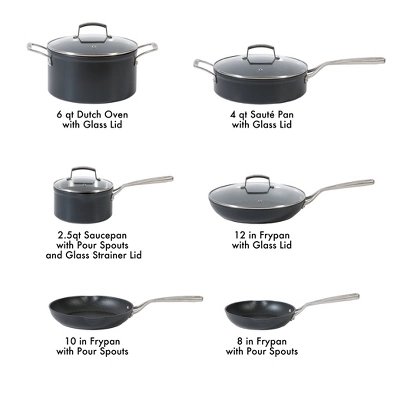 Babish 10 Piece Hard Anodized Titanium Forever Non Stick Technology Durable Pots And Pans Cookware Set - Black 4 Babish 10 Piece Hard Anodized Titanium Forever Non Stick Technology Durable Pots And Pans Cookware Set - Black - Image 2