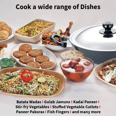 Hawkins Futura 2.5L Kadhai Fry Pan With Steel Lid: Anodized Aluminum, Gas Compatible, Hand Wash, 2-Piece Set 6 Hawkins Futura 2.5L Kadhai Fry Pan With Steel Lid: Anodized Aluminum, Gas Compatible, Hand Wash, 2-Piece Set - Image 4