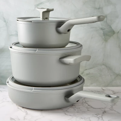 BergHOFF Balance 6Pc Non-stick Ceramic Cookware Set With Glass Lid, Recycled Aluminum 5 BergHOFF Balance 6Pc Non-stick Ceramic Cookware Set With Glass Lid, Recycled Aluminum - Image 3