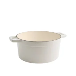 Martha Stewart 7qt Enameled Cast Iron Dutch Oven With Lid Crescent Moon: Oven-Safe, Gas & Electric Compatible, White