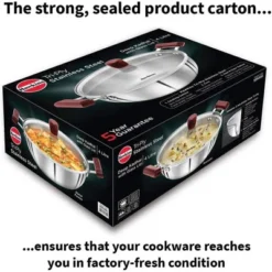 Hawkins 4L Tri Ply Stainless Steel Induction Compatible Deep Fry Pan Kadhai With Glass Lid: Hand Wash, Gas & Induction Safe -Cookware Store GUEST 1b43c345 83f0 4a2c 8e64 e3fc197c2a3b