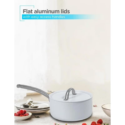 Black & Decker BLACK+DECKER 9-Piece Ceramic White Aluminum Cookware Set, Pots And Pans Set With Ceramic Non-Stick Coating 7 Black & Decker BLACK+DECKER 9-Piece Ceramic White Aluminum Cookware Set, Pots And Pans Set With Ceramic Non-Stick Coating - Image 5