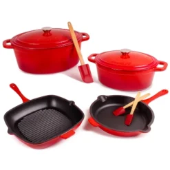 BergHOFF Neo 9Pc Cast Iron Cookware Set, Red -Cookware Store GUEST 1b86213e 7a54 426c 9623 82795aa4f78b