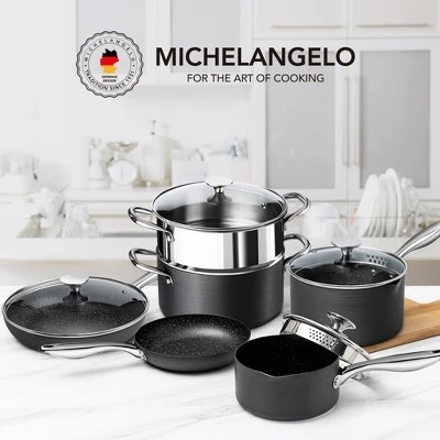 Michelangelo 10pc Non Stick Pots And Pans Set With Granite Interior 5 Michelangelo 10pc Non Stick Pots And Pans Set With Granite Interior - Image 3