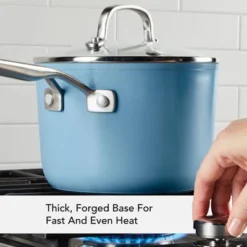 KitchenAid Hard Anodized 3qt Nonstick Ceramic Cookware Sauce Pan - Blue Velvet: Tempered Glass Lid, Stainless Steel Handle -Cookware Store GUEST 1e775d2c 00ea 42e3 a86d d5d02b679fe0