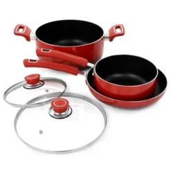 Oster® Oster 7 Piece Non Stick Aluminum Cookware Set In Red