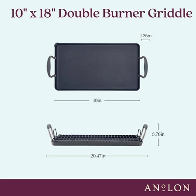 Anolon Advanced Home 10"x18" Double Burner Griddle Moonstone: Nonstick Stovetop Griddle Pan For Gas & Electric Cooktops 4 Anolon Advanced Home 10"x18" Double Burner Griddle Moonstone: Nonstick Stovetop Griddle Pan For Gas & Electric Cooktops - Image 2