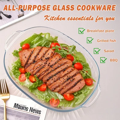 Itopfox 2.8L Glass Casserole Baking Dish With Lid, Large Oval Dish For Oven, Freezer & Microwave, Clear Container 8 Itopfox 2.8L Glass Casserole Baking Dish With Lid, Large Oval Dish For Oven, Freezer & Microwave, Clear Container - Image 6