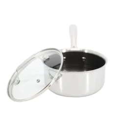 Oster® Oster Modessa 2.5 Quart Nonstick Triply Stainless Steel Saucepan And Lid With Honeycomb Design In Silver