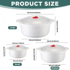 Itopfox 3-Piece Microwave Bowls With Lids And Steam Rack, Assorted Sizes For Soup, Noodles, Leftovers, Dishwasher Safe, Dorm & Kitchen Essentials