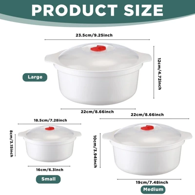 Itopfox 3-Piece Microwave Bowls With Lids And Steam Rack, Assorted Sizes For Soup, Noodles, Leftovers, Dishwasher Safe, Dorm & Kitchen Essentials 3 Itopfox 3-Piece Microwave Bowls With Lids And Steam Rack, Assorted Sizes For Soup, Noodles, Leftovers, Dishwasher Safe, Dorm & Kitchen Essentials