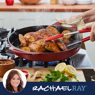 Rachael Ray 14" Nitro Cast Iron Skillet With Side Handle Red: Lifetime Warranty, Hand Wash, Induction Compatible 10 Rachael Ray 14" Nitro Cast Iron Skillet With Side Handle Red: Lifetime Warranty, Hand Wash, Induction Compatible - Image 8