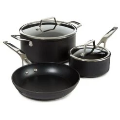 BergHOFF Essentials 5Pc Non-stick Hard Anodized Cookware Starter Set With Glass Lid, Black -Cookware Store GUEST 2159fc56 f21a 4d64 88fe ba06f540454d