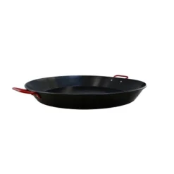 IMUSA 10" Coated Nonstick Paella Pan With Red Handles: Carbon Steel Cookware, Hand Wash, Gas & Electric Compatible