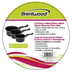 Brentwood 3-Piece Nonstick Carbon Steel Saucepan Set In Black -Cookware Store GUEST 216a8a1b 0c95 4741 85b8 f9742a3ddf2e
