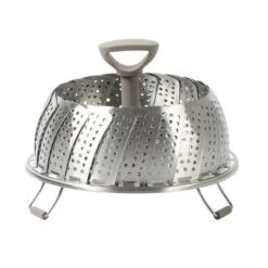 Martha Stewart Richburn Stainless Steel Telescopic Folding Steamer Insert With Handle In Taupe