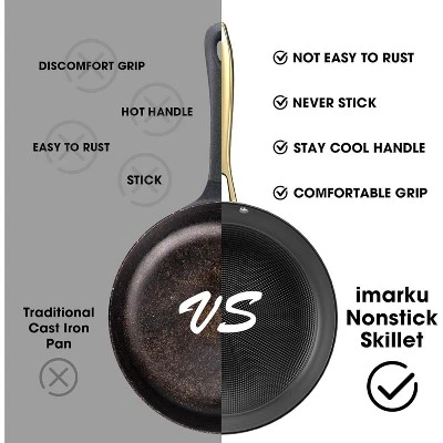 Imarku Professional Cooking Utensils , Nonstick Cast Iron Skillets 2pcs, 8 Inch, 12 Inch Frying Pizza Pans, Cast Iron Pans, Dishwasher Safe 6 Imarku Professional Cooking Utensils , Nonstick Cast Iron Skillets 2pcs, 8 Inch, 12 Inch Frying Pizza Pans, Cast Iron Pans, Dishwasher Safe - Image 4