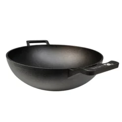 Amber Sports Cast Iron Deep Kadai Wok With Dual Handles, Heavy-Duty Cooking Pot For Deep Frying, Induction, Grill & Open Flame Compatible