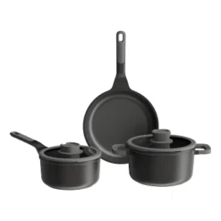 BergHOFF Leo Stone+ Nonstick Ceramic Cookware Set With Glass Lid, Recycled Cast Aluminum -Cookware Store GUEST 244f2daf ba02 490b a453 886e488f2848